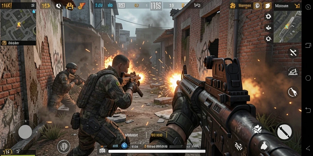 Screenshot utama 116X menampilkan aksi seru dalam game FPS.