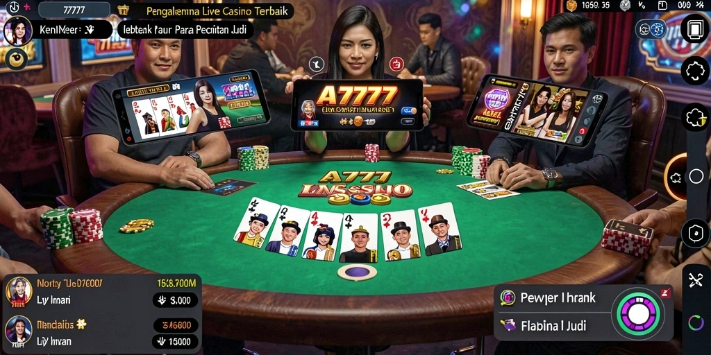 Tampilan screenshot gameplay <strong>A7777</strong> dengan dealer langsung yang profesional.
