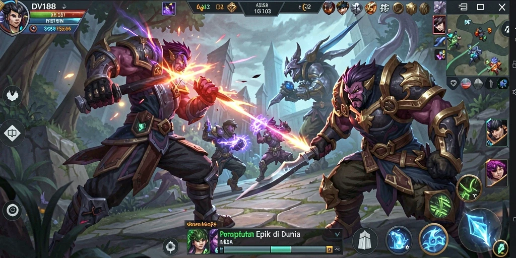 Tangkapan layar utama gameplay DV188 yang intens dan strategis.
