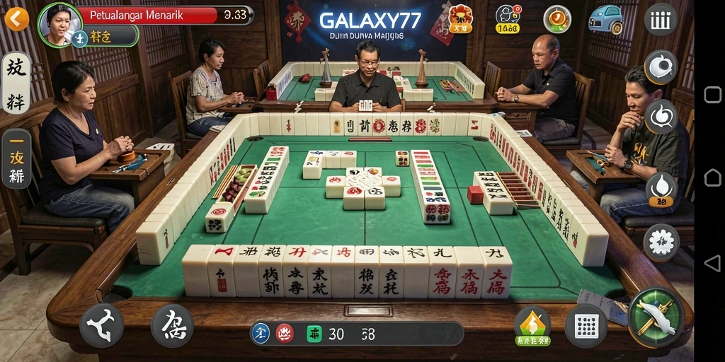 Tangkapan layar menampilkan gameplay seru dari GALAXY77 di dunia Mahjong.