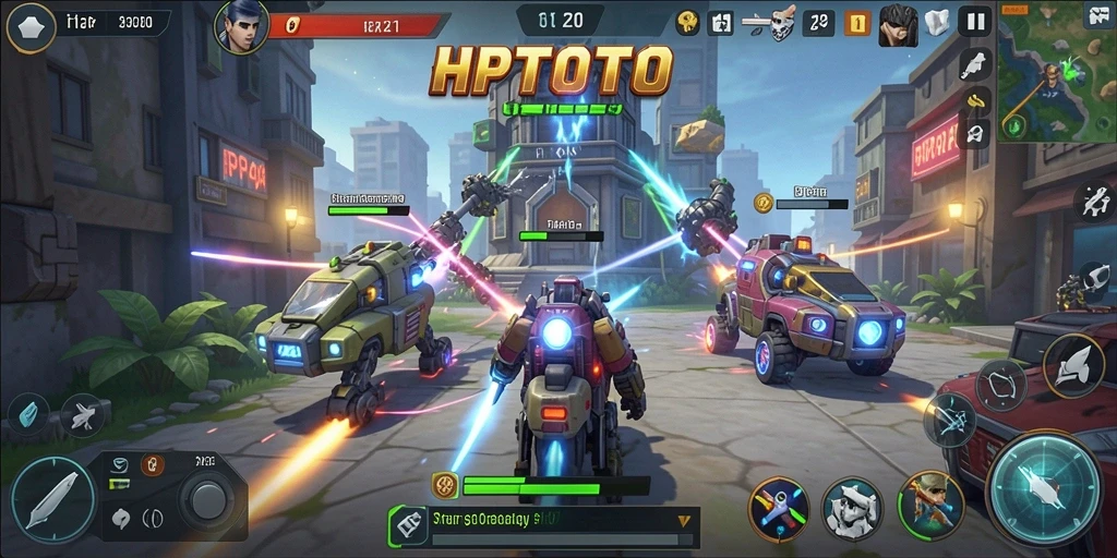 Tangkapan layar gameplay HPTOTO menggambarkan pertempuran strategi yang intens.