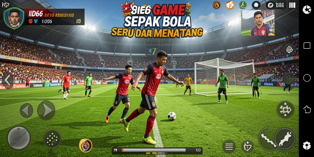 Tampilan gameplay menarik dari game sepak bola ID66.