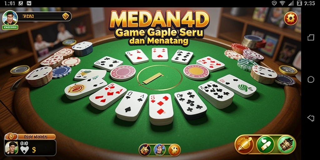 Screenshot utama MEDAN4D menampilkan gameplay Gaple yang seru.