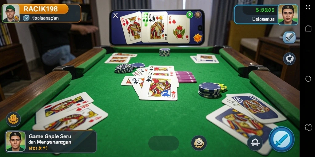 Tampilan menarik dari gameplay Gaple di RACIK198.