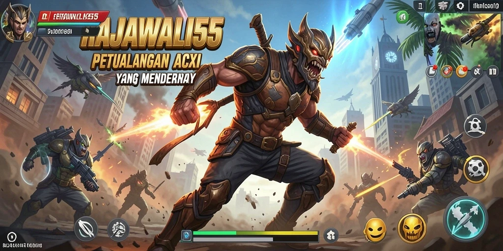 Tampilan aksi dramatis dalam screenshot gameplay RAJAWALI55.