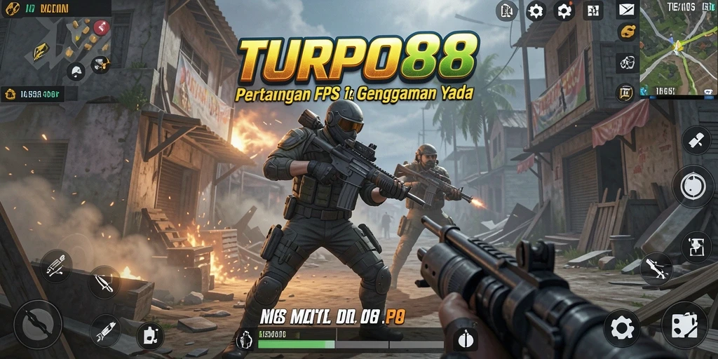 Screenshot gameplay TURBO88 menampilkan aksi tembak-menembak yang mendebarkan.