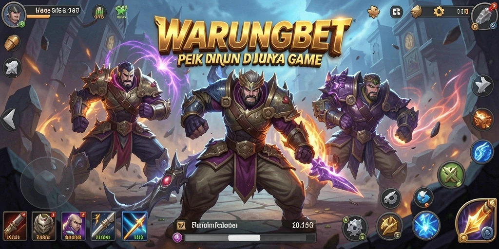 Screenshot WARUNGBET menampilkan pertarungan mendebarkan dengan karakter unik.