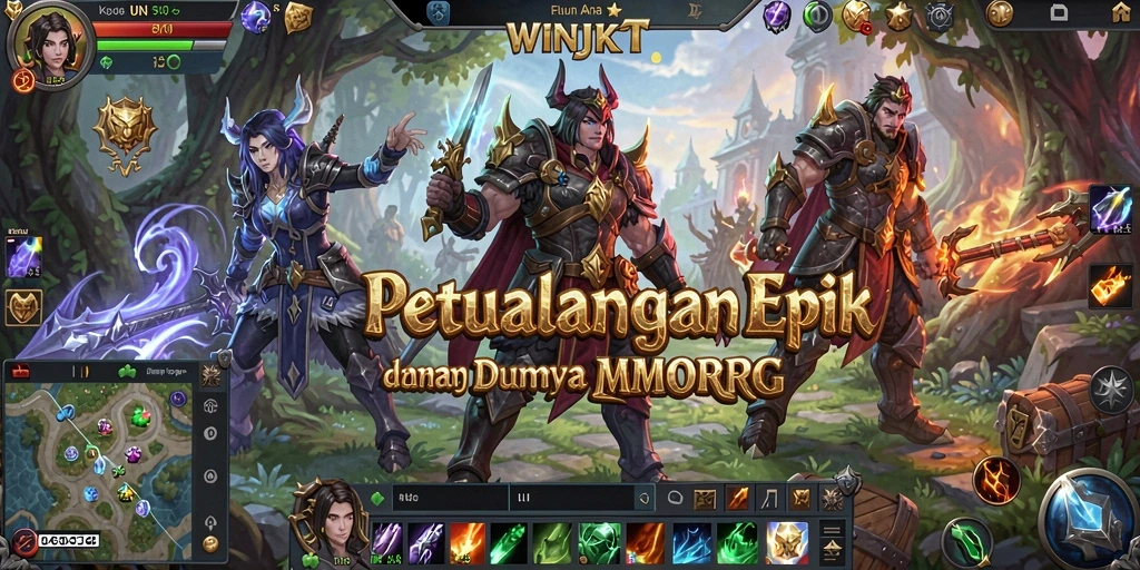 Screenshot gameplay WINJKT yang menampilkan pertarungan epik dalam MMORPG.