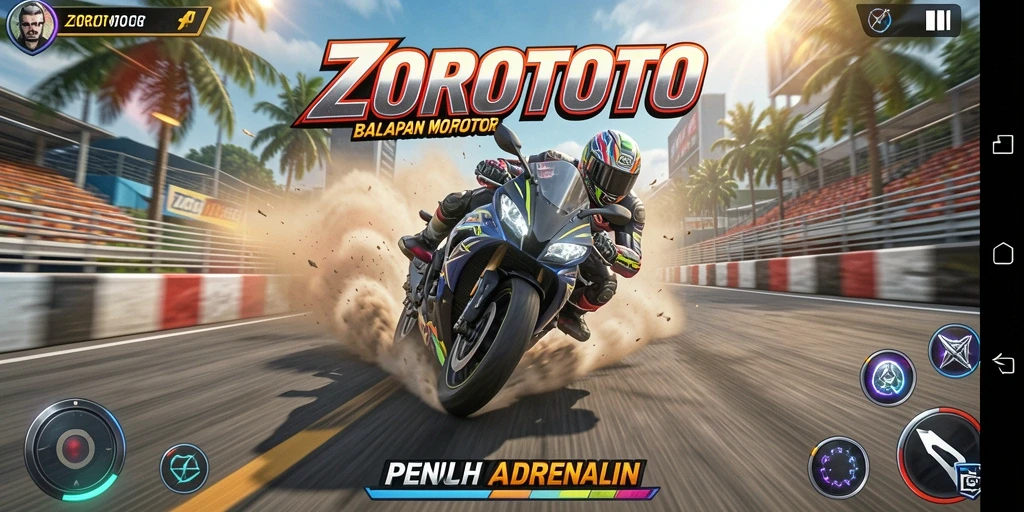 Tangkapan layar ZOROTOTO menunjukkan aksi balapan motor yang intens.
